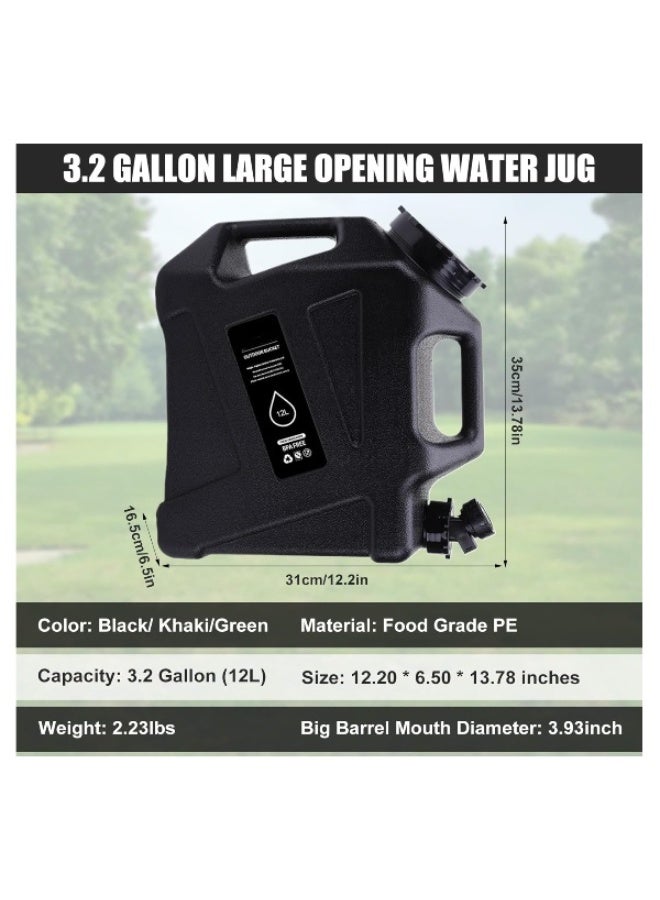 Camping Water Container 12L Water Jug with Spigot, Portable Water Tank Dispenser Carrier Camping Water Storage Containers for Vehicle Car Outdoor Camping - Image 2